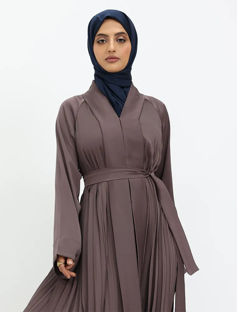 Mauve Pleated Silhouette Abaya